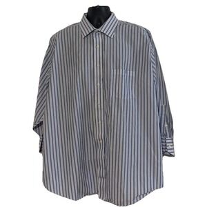 Donald J Trump Dress Shirt Mens 18.5 32/33 Blue White Striped Big Excellent